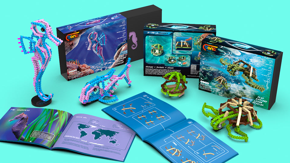 Seepferdchen und Schildkröten Set mit Verpackung 